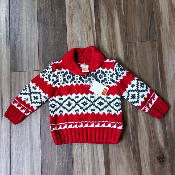 NWT JOE FRESH Baby Boys Knit Sweater Fair Isle Shawl Neck Pullover Cardi… - Picture 1 of 6